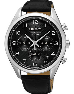 Seiko Quartz Chronograph Leather Strap Men's Watch SSB231P1