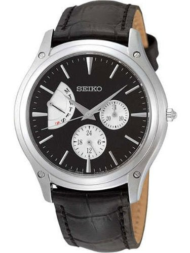 Seiko Dress Black Leather Band Men's Watch SNT005P1