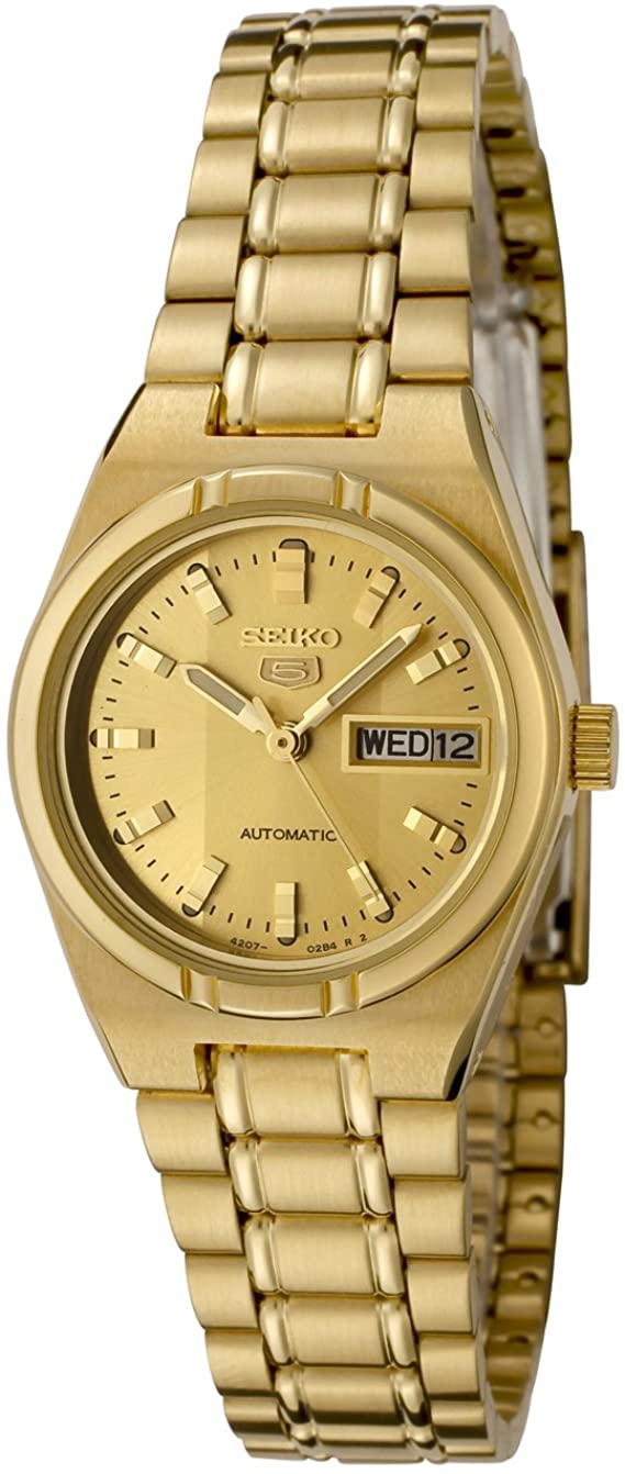 Seiko 5 Gold Tone Stainless Steel Automatic Ladies Watch SYM600K1