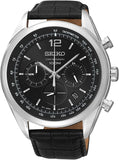 Seiko Chronograph Tachymeter Leather Strap Men's Watch SSB097P1