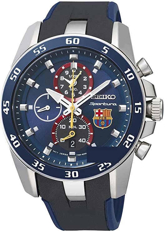 Seiko Sportura FC Barcelona Chronograph Men's Watch SPC089P2