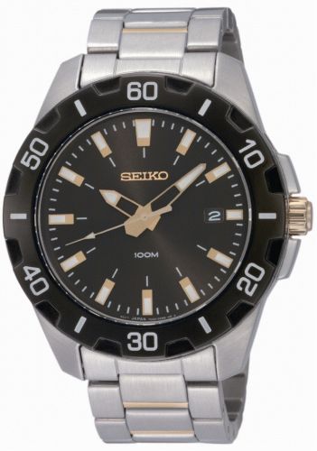 Seiko Quartz 2 Tone Black Dial Men's Watch SGEE51P1