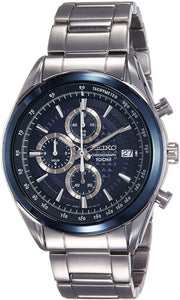 Seiko Chronograph Blue Dial Stainless Steel Men's Watch SSB177P1