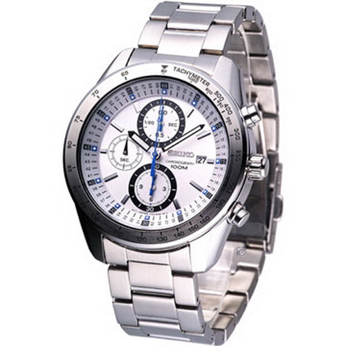 Seiko Sports Chronograph Tachymeter White Dail Men's Watch SNDB51P1