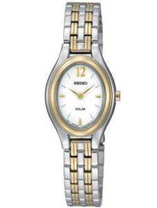 Seiko Solar White Dial Two Tone Stainless Steel Ladies Watch SUP006P1