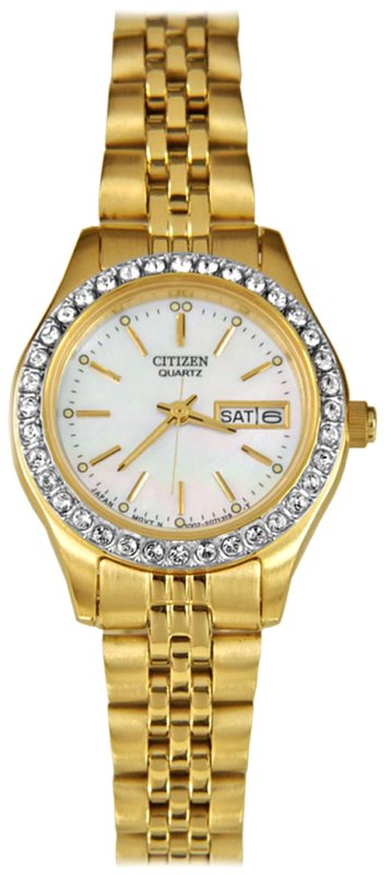 Citizen Swarovski Crystal Gold Tone Ladies Watch EQ0536-54D