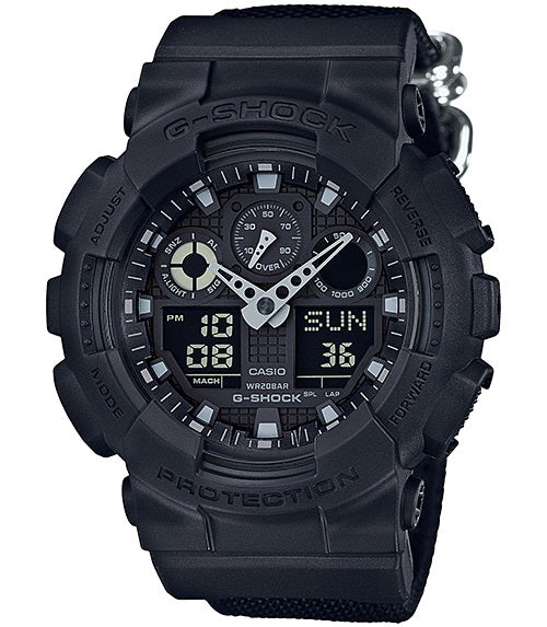 Casio G-Shock Monotone Black Cloth Band Men's Watch GA-100BBN-1