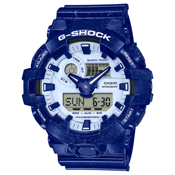 Casio G-Shock Blue and White Porcelain Steeled Men's Watch GA-700BWP-2A