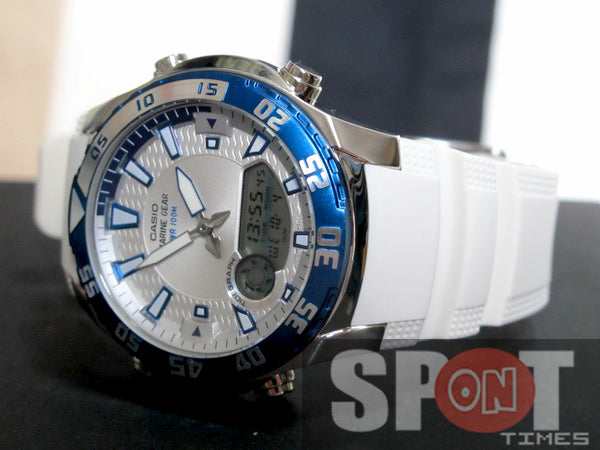 casio marine gear Casio Outgear Marine Gear Tide Moon Phase Men's Watch AMW-710B-7A – Spot On  Times