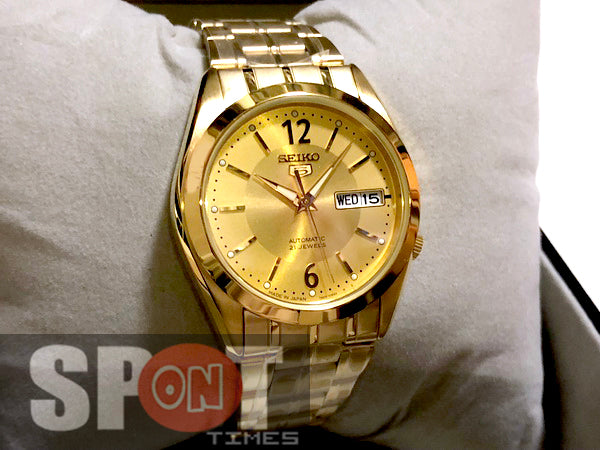 Seiko 5 21 Jewels Gold Tone Men's Watch SNKF02J1 – Spot On Times