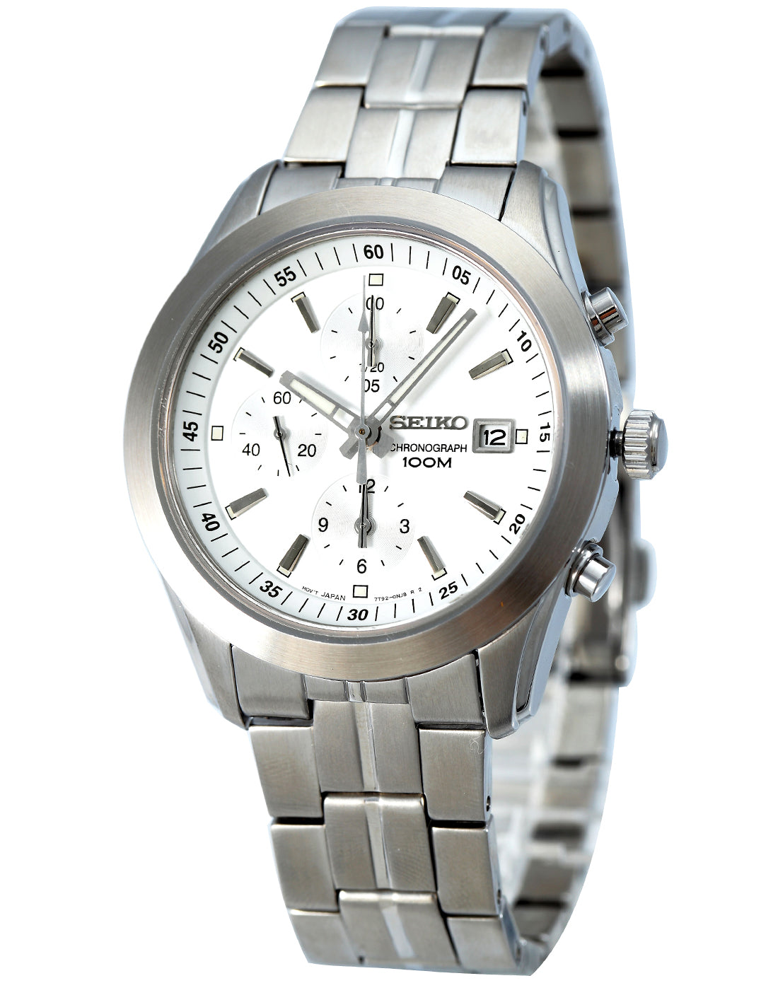 Seiko Chronograph 100m Silver Dial Sports Men s Watch SNDA85P1