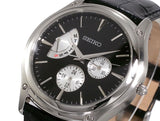 Seiko Dress Black Leather Band Men's Watch SNT005P1