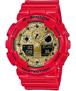 Casio G-Shock RED × GOLD Analog & Digital Men's Watch GA-100VLA-4A