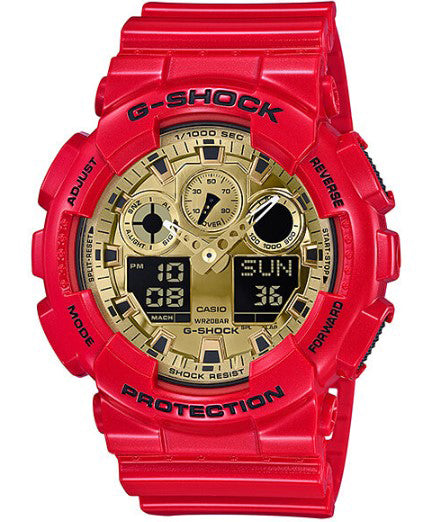 Casio G-Shock RED × GOLD Analog & Digital Men's Watch GA-100VLA-4A