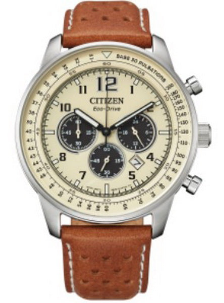 Citizen Eco-Drive Chronograph Leather Strap Men's Watch CA4500-16X