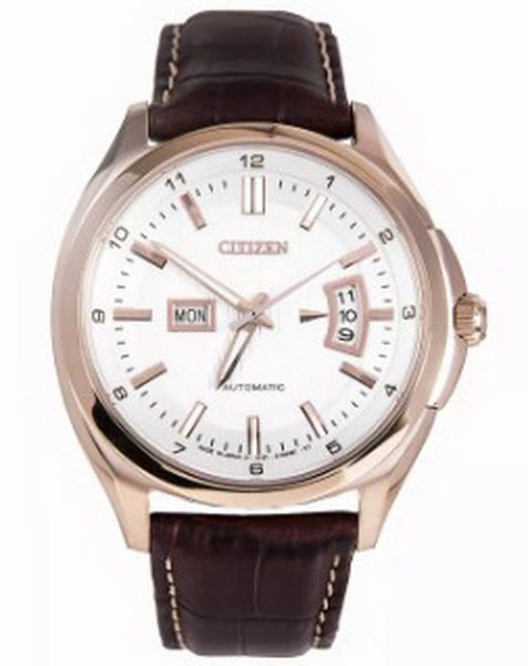 Citizen Automatic Brown Leather Strap Men's Watch NP4033-09