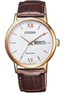 Citizen Eco-Drive Gold Plating Steel Leather Strap Men's Watch BM9012-02AB