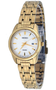 Seiko Stainless Steel Gold Tone 100m Quartz Ladies Watch SXDE72P1