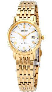 Citizen Eco-Drive Gold Tone Stainless Steel Ladies Watch EW1582-54A