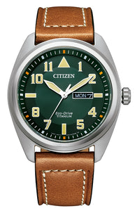 Citizen Eco-Drive Titanium Leather Strap Men's Watch BM8560-11XE