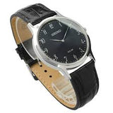 Seiko Solar Black Dial Leather Strap Ladies Watch SUP861P1