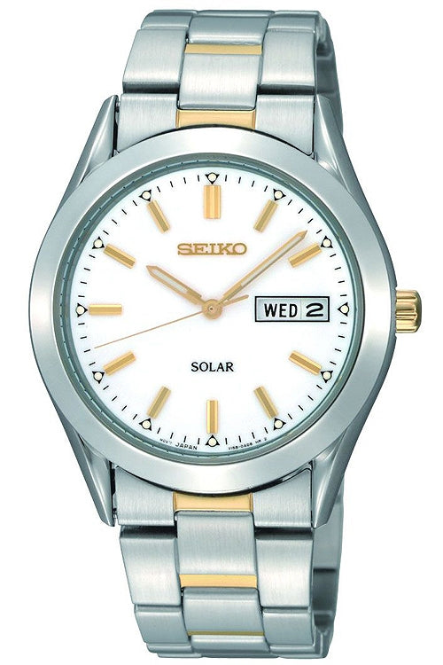 Seiko Solar Stainless Steel White Dial Men's Watch SNE041P1