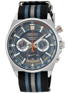 Seiko Chronograph Tachymeter Quartz Nylon Strap Men's Watch SSB409P1