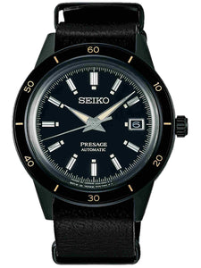 Seiko Presage Style 60s ‘Stealth’ Automatic Leather Strap Men's Watch SRPH95J1