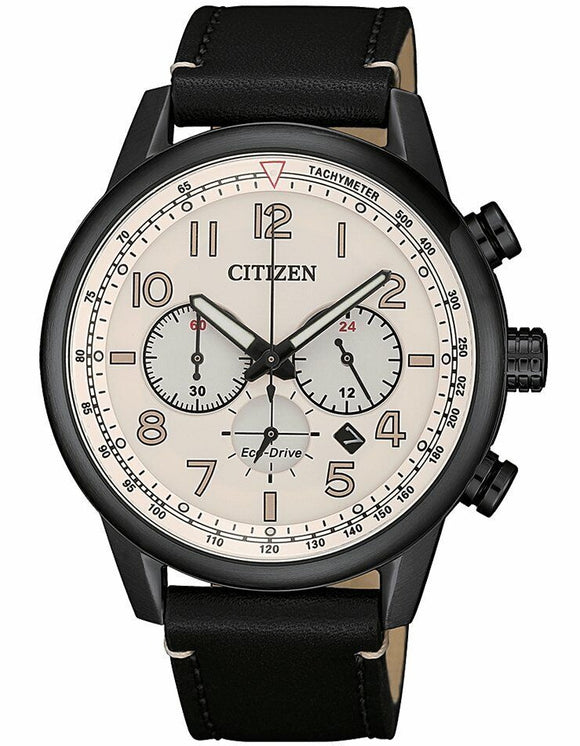 Citizen Eco-Drive Chronograph Tachymeter Leather Strap Men's Watch CA4425-10X