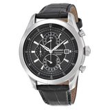 Seiko Chronograph 100m Quartz Leather Strap Men's Watch SPC167P2