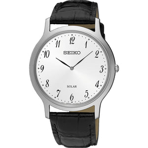 Seiko Solar White Dial Leather Strap Men's Watch SUP863P1