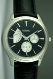 Seiko Dress Black Leather Band Men's Watch SNT005P1