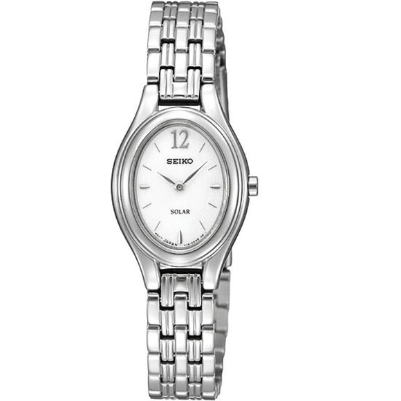 Seiko Solar White Dial Stainless Steel Ladies Watch SUP005P1